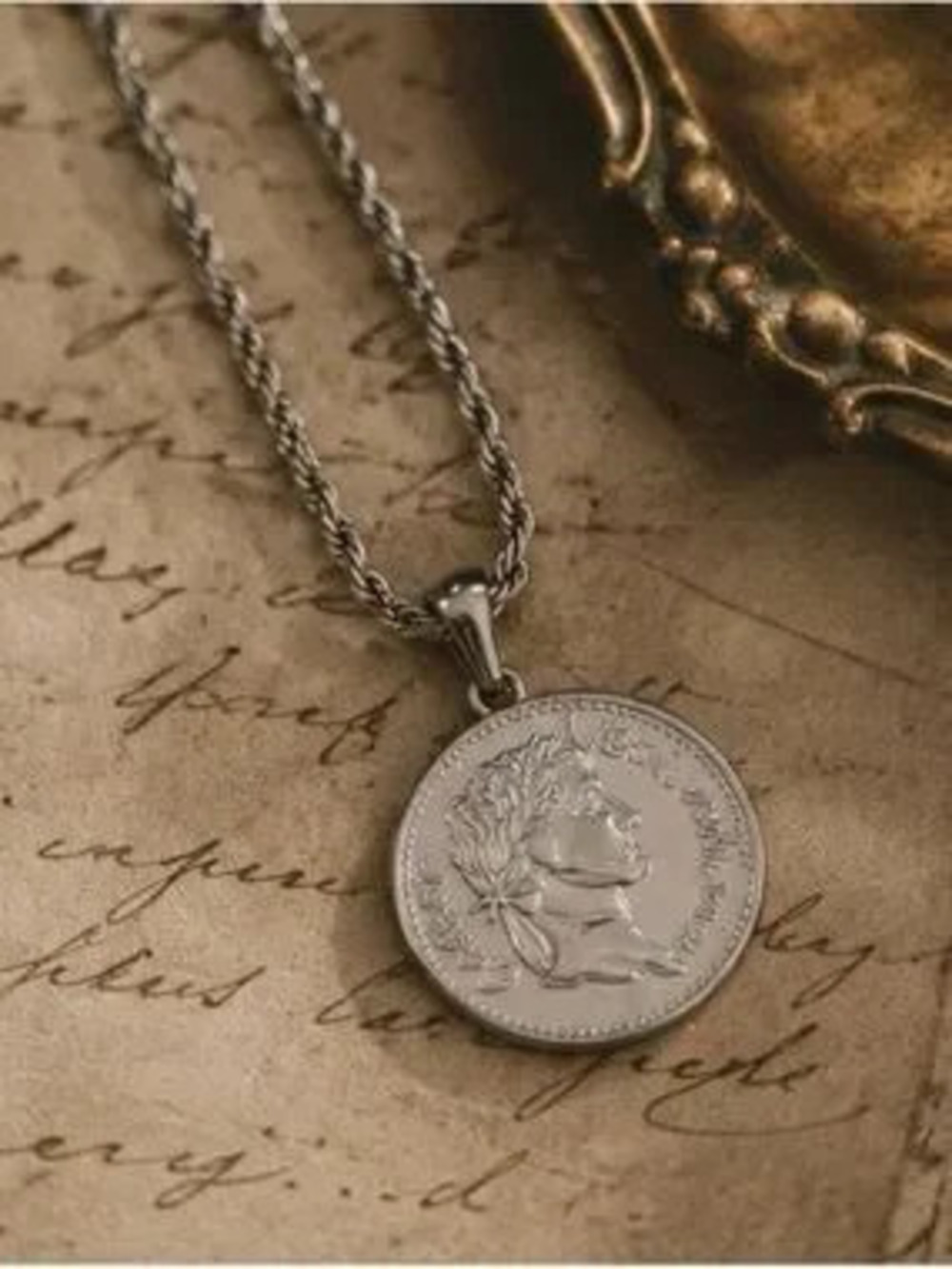 Ancient Roman Inspired Silver Coin Necklace